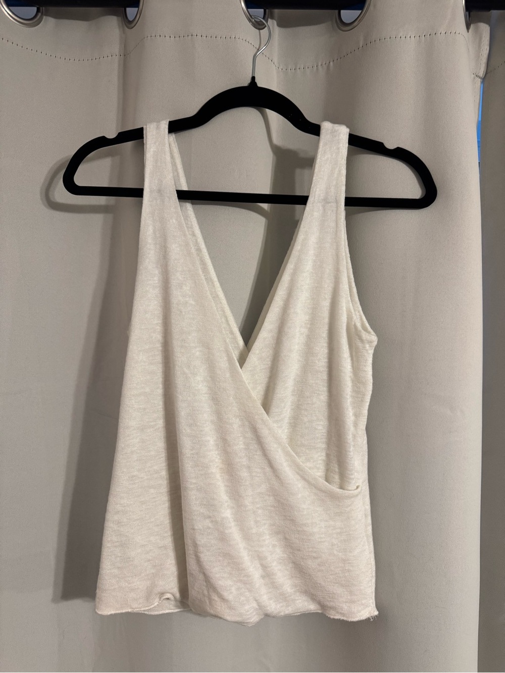 LNA White Faux-Wrap V-Neck Tank